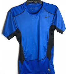 Black And Blue Nike Shirt Nike Pro Combat Dri Fit Hypercool Shirt Size Xl Mens Blue Black Short Sleeve Nike Shirtstops Nike Pro Combat Under Armour Outfits Black Shorts