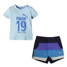 Puma Style Infant Minicats T-Shirt Shorts Cotton Blue Set 836778 19 | eBay