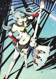 Gravity Raven on X: 20.- Labrys (Persona 4 Arena: Ultimax) This design is  absolute fire. Blue-grey hair, intense red eyes, a ponytail, big axe that  also works as a jetpack, on top
