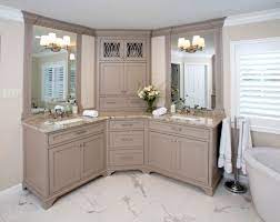 The added functionality of the double sink vanity is ideal for larger families, especially. Corner Double Sink Vanity Novocom Top
