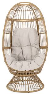 Classic swedish overman swivel egg chairs at 1stdibs. Berkshire Outdoor Wicker Swivel Egg Chair With Cushion Tropical Outdoor Lounge Chairs By Gdfstudio Houzz