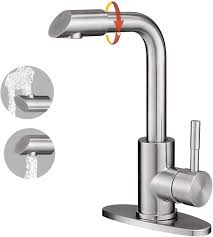 Best touchless kitchen faucet 2021 corvette images / best. Hoimpro 360 Rotate Spout Single Handle Wet Bar Sink Faucet Single Hole Bathroom Lavatory Faucet Rv Small Bathroom Sink Faucet Bar Vanity Faucet Stainless Steel Brushed Nickel 1 Or 3 Hole Amazon Com