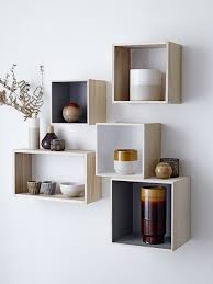 Create A Personal Display With Stylish Display Boxes Design By Bloomingville Wooden Wall Decor Wall Shelves Design Decor