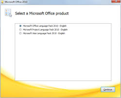 تثبيت Microsoft Office 2010 حزمة اللغة الإنجليزية