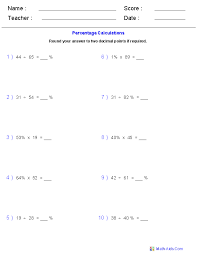 Percent Worksheets Percent Worksheets For Practice