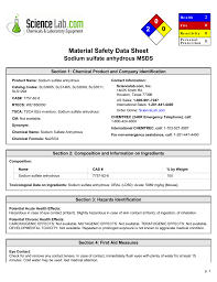 Msds For Sodium Sulfate Anhydrous