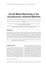 Facebook is showing information to help you better understand the purpose of a page. Pdf Social Media Marketing In The Scandinavian Industrial Markets