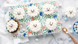 Bt21 Rj The Kind Alpaca Cupcakes Inspired By Bts Food Com Carrot Cake Cupcakes Cake Bts Cake