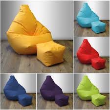 Highback Filled Gaming Beanbag Lounge Chair With Matching Foot Stool In Purple High Quality Water Resistant Materi Bean Bag Chair Teal Dining Chairs Furniture
