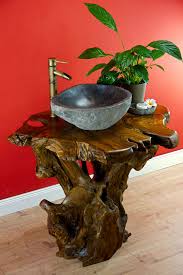 You can get a bathroom vanity with a sink or order a sink separately. Solid Root Wood Furniture Bathroom Vanity Sutisan Kinaree