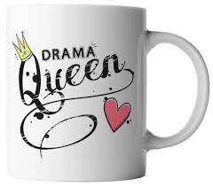 Morning vibes in cafe latte art on wooden table. Van Verden Drama Queen Crown With Heart Premium Coffee Cup