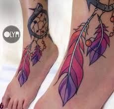 Dream catcher designs look great tattooed on the thigh. 35 Dreamcatcher Ankle Tattoos Collection