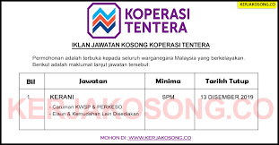 Jawatan kosong terkini & temuduga terbuka 2021 #jawatankosong #kerjakosong #vacancy #temuduga #career #job #jawatan #interview #recruitment #resume #carikerja | twuko. Jawatan Kosong Kerani Koperasi Tentera