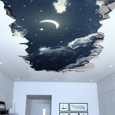 Universo cielo nocturno fondo cielo oscuro con brillantes estrellas vector. Decalque De Techo Cielo Nocturno Efecto 3d Moonwallstickers Com