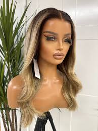 16'' Rooted Brown/Blonde Human Hair HD Lace Frontal Wig-JULIA -