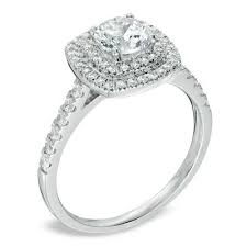 Zales Item 19666064 Brilliant Value 1 1 4 Ct T W Diamond Square Double Frame Engagement Ring In 14k White Engagement Rings 14k Engagement Ring Engagement