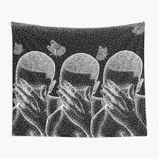 Black and white printed wall tapestry. Black And White Tapestries Redbubble