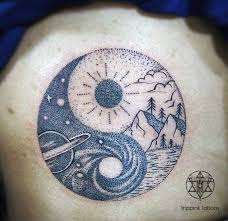Both mostly represent contrasting features such as matter and spirit. Yin Yang Tattoo With Galaxy And Trippink Tattoos Facebook