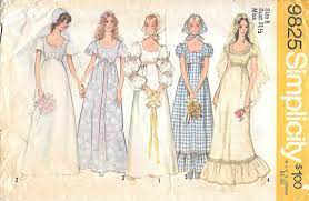 1970s Simplicity 9825 Peasant Style Wedding And Bridesmaid Dresses Vintage Sewing Pattern Size 8 Maxi Granny Dress Wedding Dress Patterns Simplicity Patterns Dresses Wedding Gown Patterns