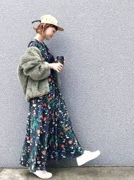 sizu haco のブルゾンを使ったコーディネート wear 花柄 ワンピース コーデ ファッション 花柄ワンピース