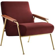 Esright mid century lounge chair with ottoman, classic lounge chair premium faux leather with light vibration massage function and storage bag（black）. London Arm Chair Brass Velvet Red Wine 950 Liked On Polyvore Featuring Home Furni Velvet Armchair Mid Century Modern Lounge Chairs Black Lounge Chair