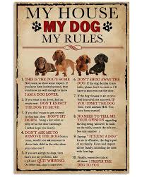 My House My Dog My Rule Dacshund Canvas Wall Decor Funny Wall Decor Canvas Frame