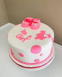 Its A Girl Made This Delicious And Beautiful Cake Over The Weekend For A Baby Shower Red Velvet Cake With Cream Cheese Fi Velvet Cake Red Velvet Cake Cake