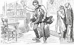 Illustration depicting a young boy receiving a spanking. Dated 19th  Century, Stock Photo, Picture And Rights Managed Image. Pic.  IAM