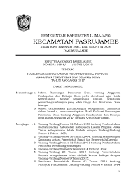 Sk tim evaluasi apbdes 2020. Sk Camat Ttg Evaluasi Apbdes 2017 Lengkap