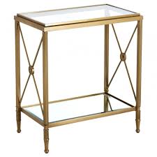 Hushie Rectangular Side Table Aluminium Brass Glass Iron Mirrored Glass Brass Clanbay