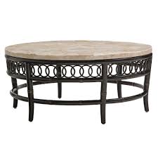 Natural stone coffee table hudson goods blog. Tommy Bahama Marimba 42 Round Cocktail Table With White Crystal Stone Top 3237 943