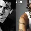 Black ink crow and jack tattoo on johnny depp right arm. 3