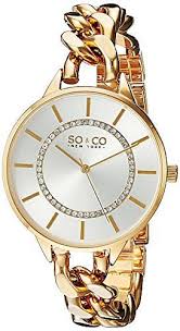 #spring into a new #style. So Co New York Reloj De 5225 3 Soho Plata Dial De Vidrio Acentos Acero Inoxidable 23 K Gold Tone De Cuar Beautiful Watches Bracelet Watch Chain Link Bracelet