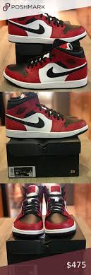 Sold Air Jordan 1 Mid Chicago Black 554724 069 In 2020 Jordan 1 Mid Jordans For Men Black Toe