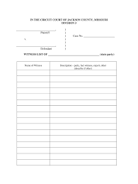 Here's a template for a trial binder that will help take some stress out of that trial prep emergency. Witness List Template Fill Online Printable Fillable Blank Pdffiller