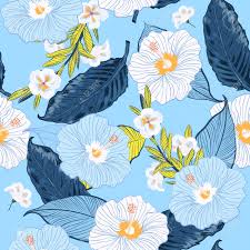 Maybe you would like to learn more about one of these? Blooming Seamless Vector Floral Pattern Sky Blue And Fresh Summer Background With Tropical Flowers Palm Leaves Jungle Leaf Hibiscus Forest Paradise Flower Hand Drawing In Hawaiian Style Royalty Free Cliparts Vectors And Stock