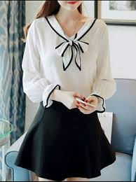 Baju atasan wanita lengan panjang warna kombinasi model terbaru. Baju Atasan Wanita Blouse Pita Lengan Panjang Model Terbaru Modis Cantik Modern Ryn Fashion
