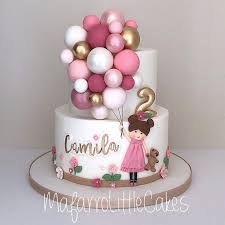 Mafe Falla On Instagram Balloons Girl Cake Happy 2th Bday Beautiful Cami 2th Ba Baby Girl Birthday Cake Baby Birthday Cakes Birthday Cake Girls