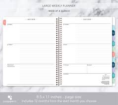 8 5x11 Weekly Planner 2020 2021 Choose Your Start Month 12 Etsy Weekly Planner Large Weekly Planner Planner