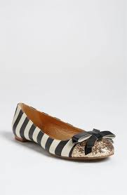 Black And White Striped Flats With Bows Adorable Kate Spade Flats Black White Stripes Gold Glitter And A Bow Shoes Fabulous Shoes Cute Shoes