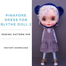Pinafore Dress Sewing Pattern for Blythe Doll Model 2, INSTANT DOWNLOAD PDF  Pattern for Blythe