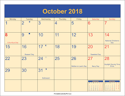 october 2018 calendar moon phases