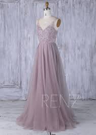 Bridesmaid Dress Boho V Neck Tulle Mauve Prom Dress Long Etsy Bridesmaid Dresses Boho Mauve Prom Dress Tulle Bridesmaid Dress