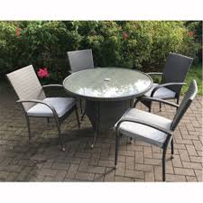 Black wicker bistro sets table chair patio garden outdoor furniture diner home. 4 Seater 5 Piece Marlow Bistro Set 70cm Glass Top Table With 2 Stacking Chairs Mar002