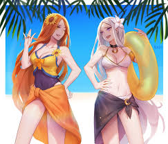 Artstation Pool Party Leona Diana Kezi Leona League Of Legends League Of Legends Fotos De Lol