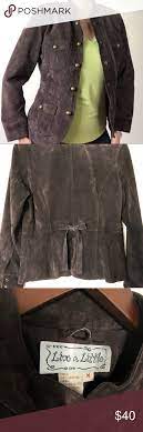 Live A Little Chocolate Brown Suede Leather Excellent Condition Make Me An Offer Model Is 5 8 And Normally Wear Brown Suede Jacket Suede Jacket Jackets
