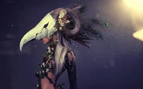 Woman A Ram Mask Wallpaper Fantasy Art Cg Artwork Art