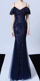 Sparkle Blue Classy Off Shoulder Fishtail Evening Dress Stunning Long Blue Dress Dresses Sparkle Dress