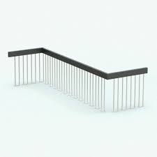The handrail is attached to the railing posts with clamps and screws. Railing Model 3d Blackbee3d Revit Families 3d Models And More