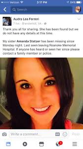 UPDATE: Roanoke City Police say Amanda Statzer was safely located around  3:30 Thursday afternoon.